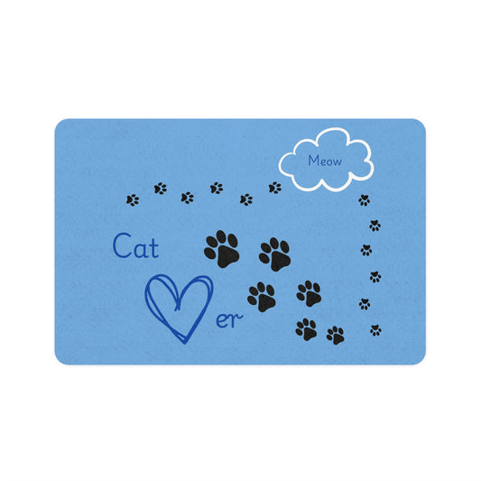 Cat Lover - Pet Food Mat (12x18) - Light Blue
