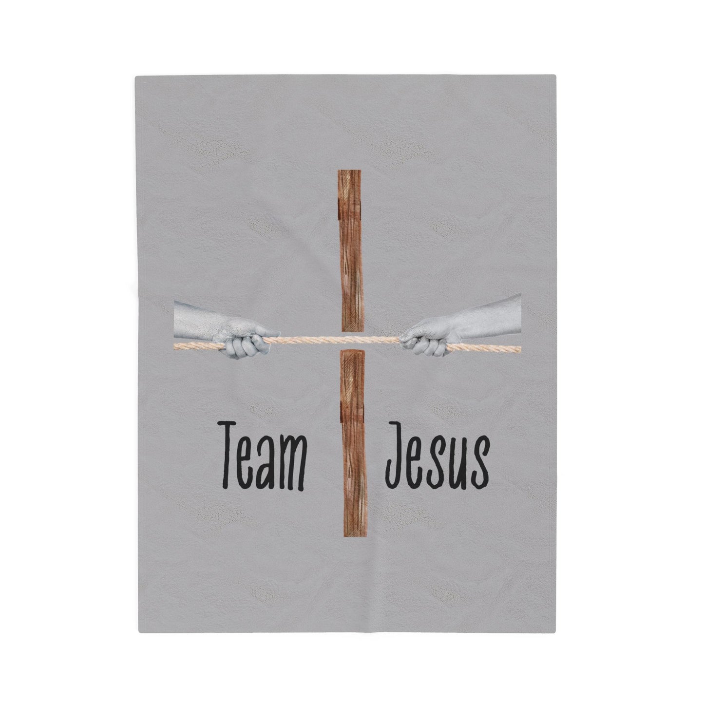 Team Jesus Velveteen Plush Blanket - Grey