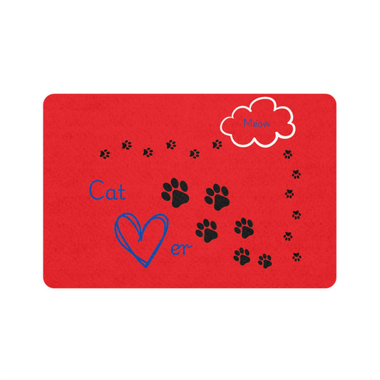 Cat Lover - Pet Food Mat (12x18) - Red