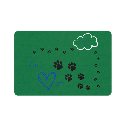 Cat Lover - Pet Food Mat (12x18) - Green